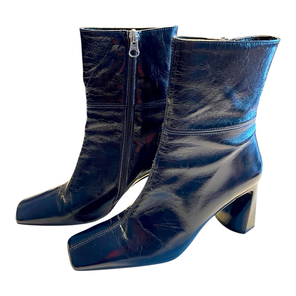 L’Intervalle | NAVY Patent leather ankle boots - Picture 2 of 11